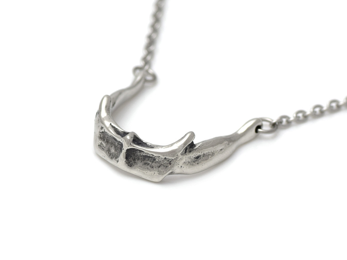 Hyoid Bone Necklace, Handmade Human Throat Pendant Anatomical Jewelry