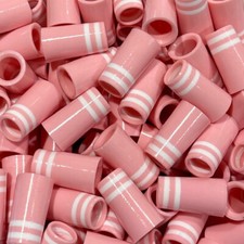  12 Premium Quality Iron Ferrules Pink w/ Double White Rings 1  