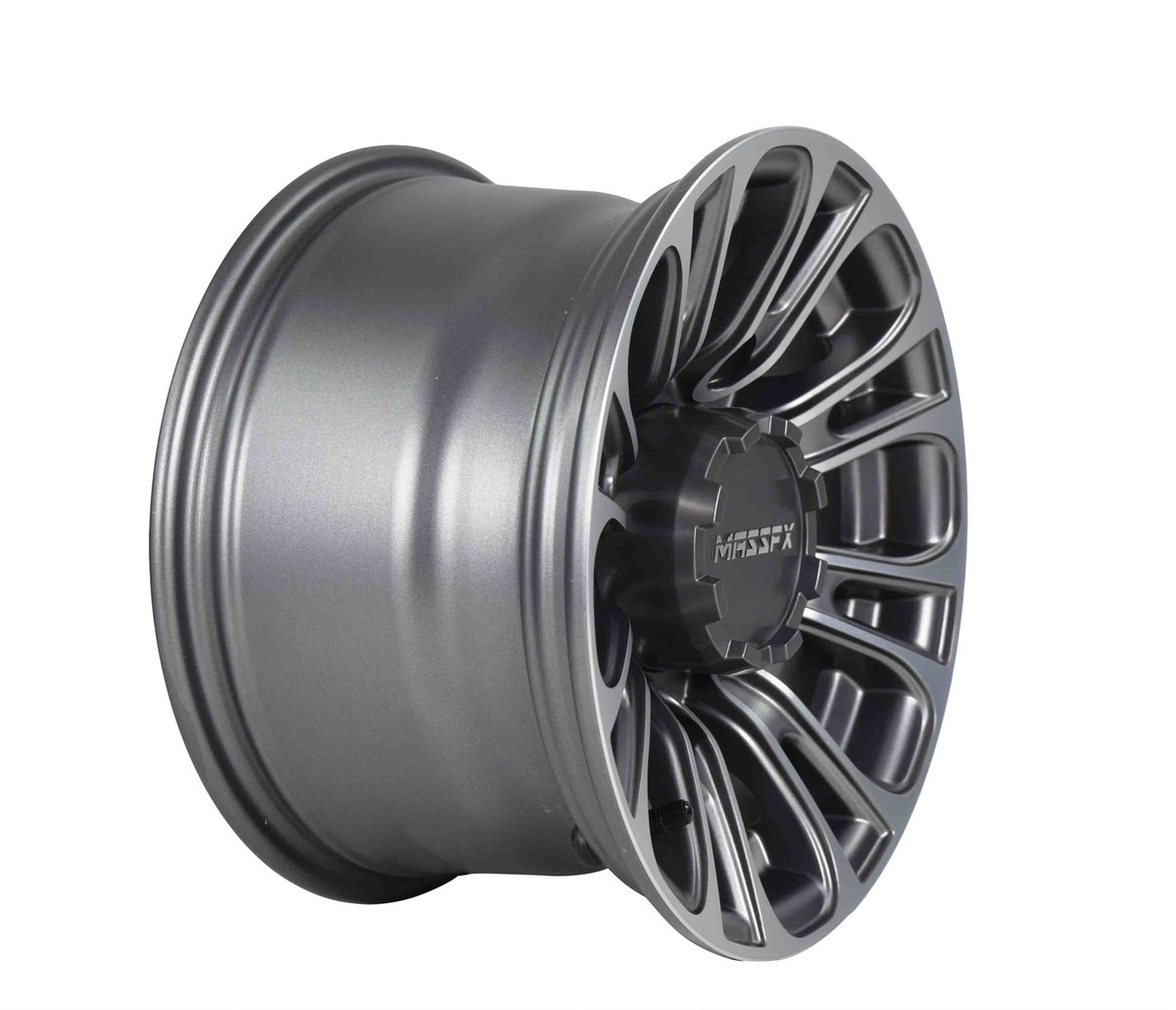 MASSFX Gunmetal 12x7 4/156 QUAKE RZR Wheel Gun Metal Grey Single