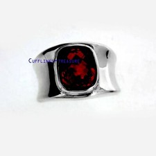 Natural Garnet Gemstone with 925 Sterling Silver Ring for men's 5554