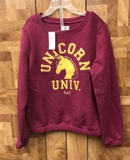 Kids Gap UNICORN UNIV Logo Pullover Sweatshirt Size 10 New with tag
