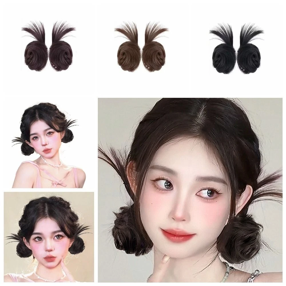 2pcs Korean Style Messy Fluffy Hair Bun Synthetic Claw Chignon Women Girls