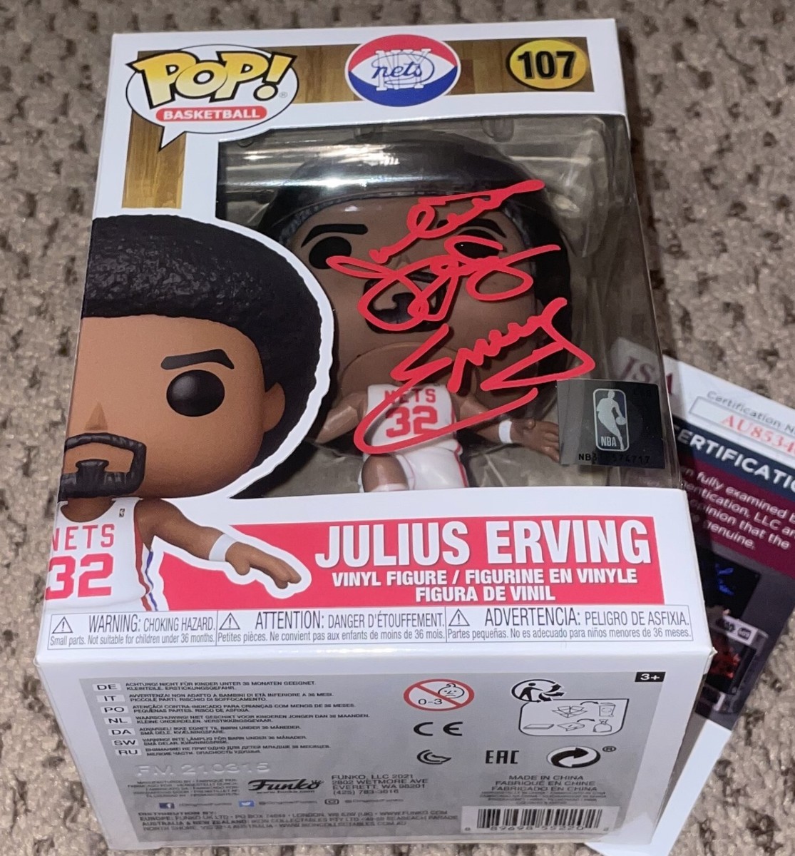 JULIUS ERVING DR. J SIGNED FUNKO POP JSA AUTOGRAPH NET