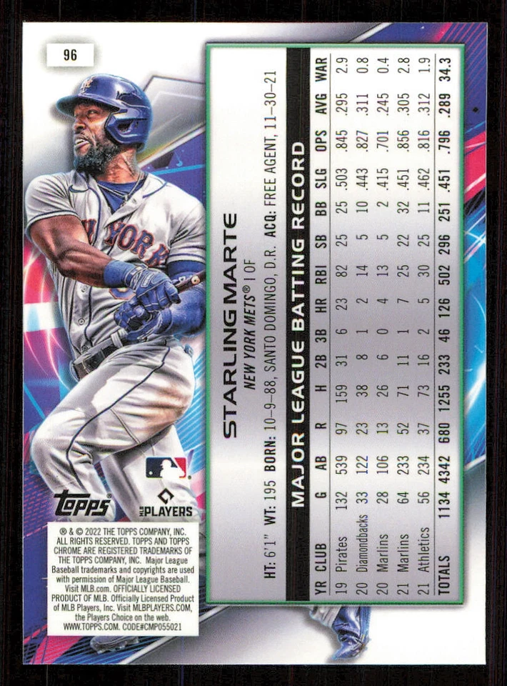 2022 Topps Cosmic Chrome #96 Starling Marte - Image 2 of 2