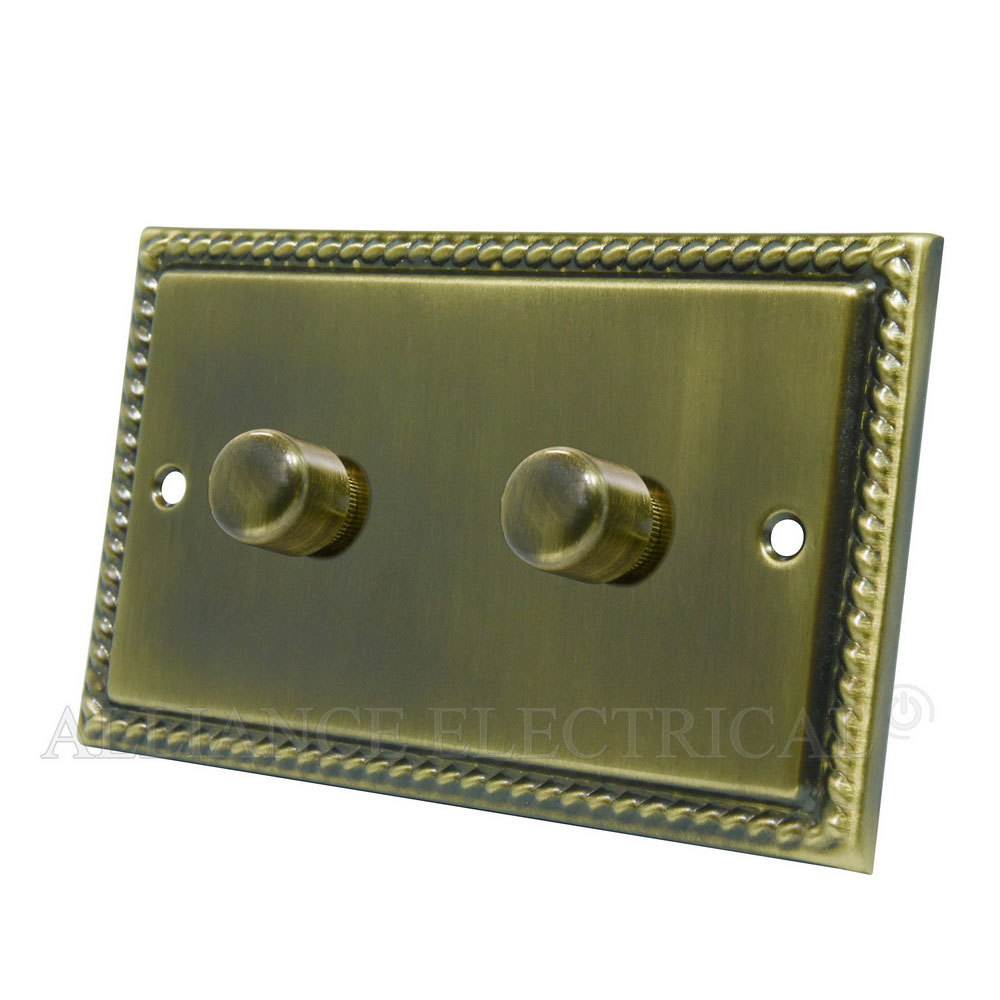 Antique Brass Dimmer 1000W 10 Amp 1 Gang/ 2 Gang 2 Way
