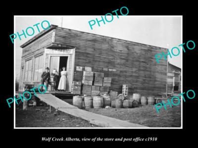 OLD LARGE HISTORIC PHOTO OF WOLF CREEK ALBERTA CANADA POST OFFICE & STORE c1910