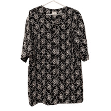 Cappotto donna ECI New York swing auto nero bianco ricamato floreale taglie forti 22W