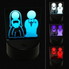 Bride and Groom Wedding 3D Illusion LED Night Light Sign Lamp