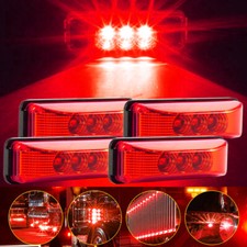 4x Red 4" 1.33" LED Side Marker Clearance Lights Waterproof for Trailer Truck RV
