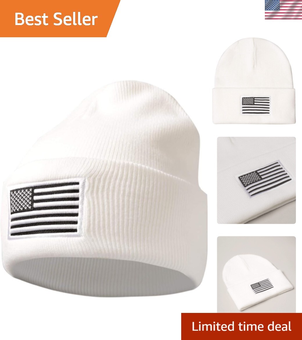 Patriotic American Flag Beanie for Men - Cozy Winter Hat with USA Design