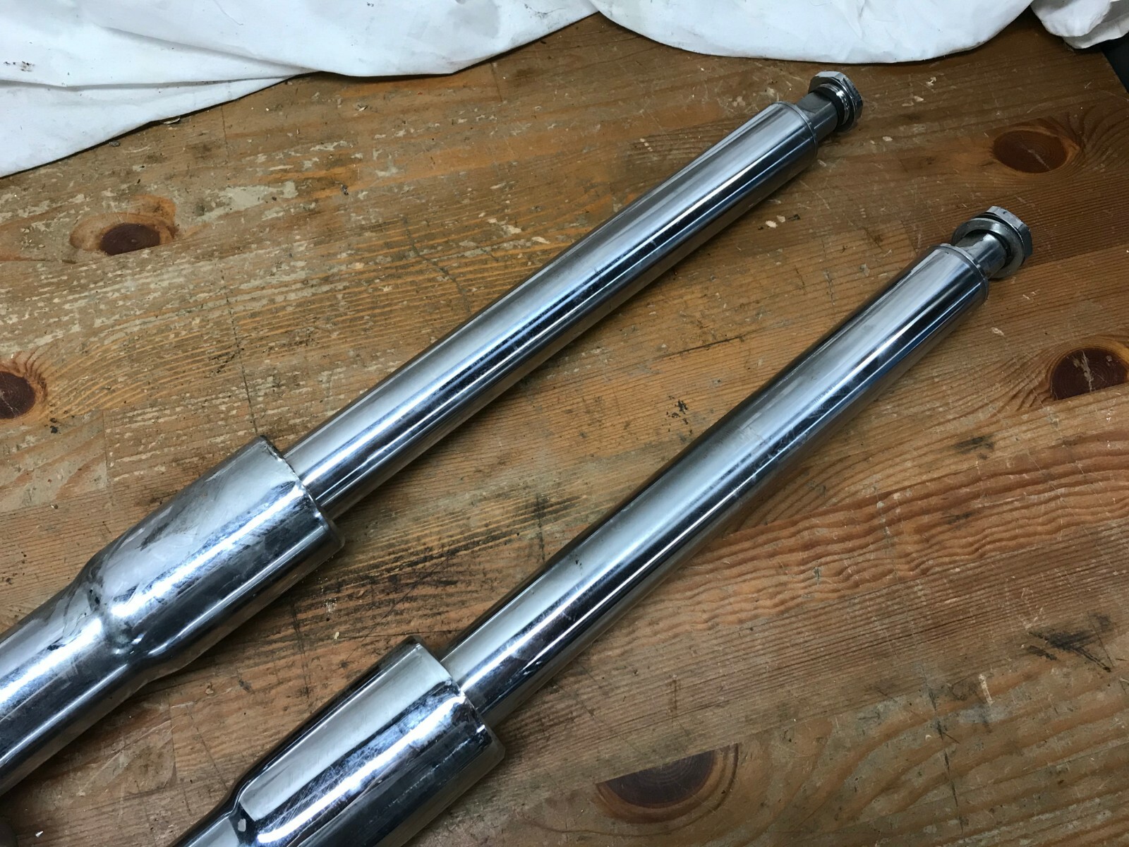 0710 Chrome Harley Fork Legs tubes & Sliders Heritage Fatboy Used