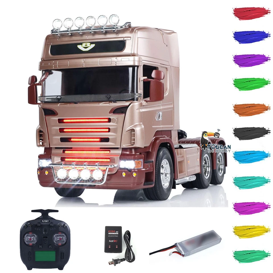 ST8 Radio 3 Axles 6X4 1:14 RC Tractor Truck R620 RTR Painted Car ESC Smoke Motor - Image 3 of 4