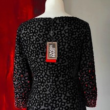 GIANNI VERSACE Black Devore Velvet Dress w/ Coral beads size 42, from F/W 1999