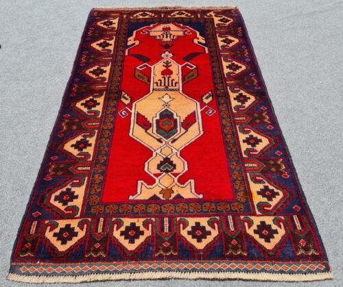 Authentic Hand Knotted Afghan Adras Khan Balouch Wool Area Rug 5.1 x 2.11 Ft - Bild 1 von 9