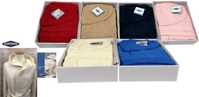 ACCAPPATOIO POMPEA IN SPUGNA 100% COTONE UOMO DONNA BAMBINO CON CAPPUCCIO
