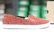 SALE  Toms Avalon Red Leather Reptile Women Slip on Shoes 10006318 O