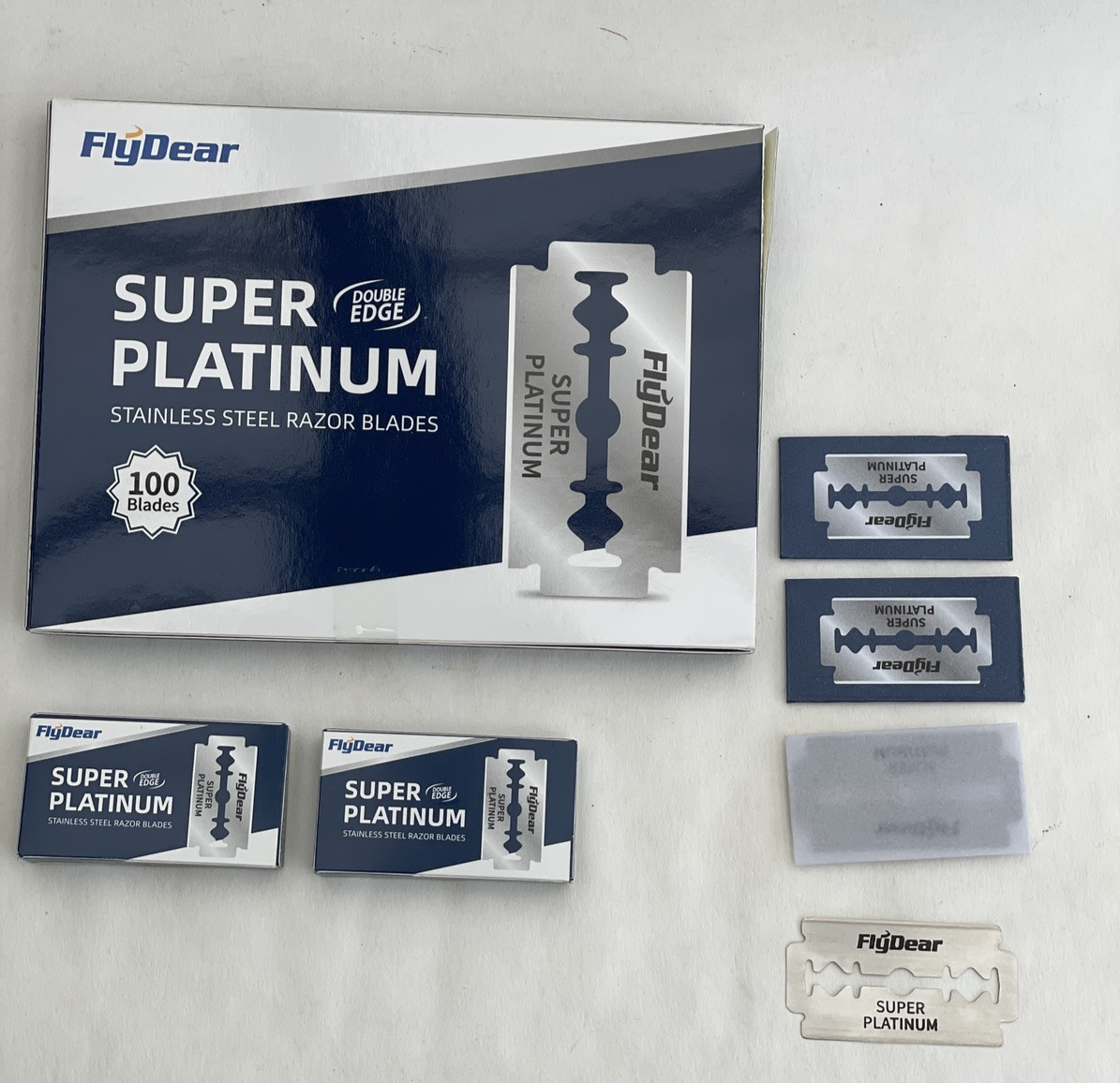 FlyDear Double Edge Stainless Steel Razor Blades - 100 Pack Barber