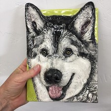 Alaskan Malamute Dog Ceramic Tile Handmade Pet Portrait In Stock Alexander Art
