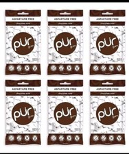 PUR Xylitol Chewing Gum CHOCOLATE MINT 55 Pieces, 6 Pack Sugarless Vegan Pure