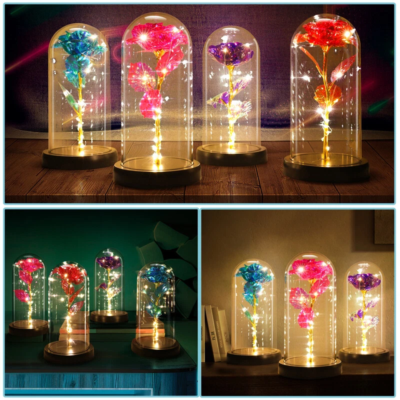 Flor de rosa en vidrio regalos para mujer esposa su novia de San Valentín regalo de cumpleaños Foto 4 de 4