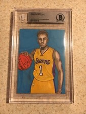 D’Angelo Russell Original Art Sketch Card Lakers Nets NBA Beckett BAS True 1/1