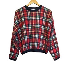 Vintage Paul Harris Design Plaid Mohair Blend Sweater Size L Old Money Preppy