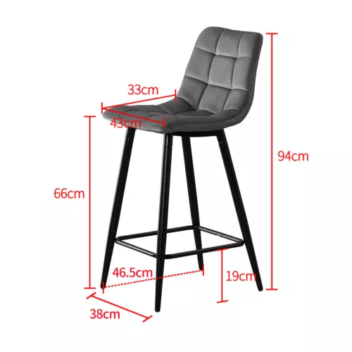 2pcs barstools set velvet padded metal legs breakfast kitchen chair home stool image 1