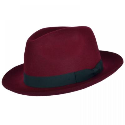 James Bond Trilby Wine/Red Gladwin Bond Hand Made 100% Wool Fedora