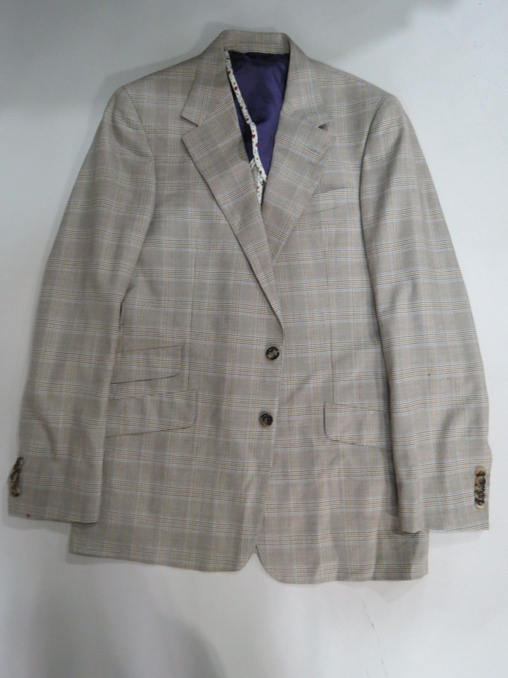 Costume en Lin Marron avec Chemise Bleue