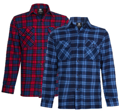 Herren Flanell Karo Baumwolle Arbeitshemd Holzfäller Arbeit Karo M-2XL