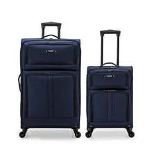 U.S. Traveler Anzio Softside Expandable Spinner Luggage, Navy, 2-Piece Set (2...