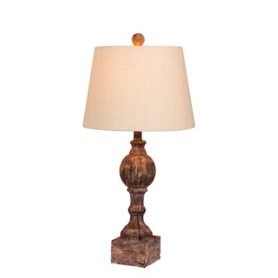 Fangio Lighting 26.5'' Sculpted Column Resin Table Lamp, Brown - W-6239CABR