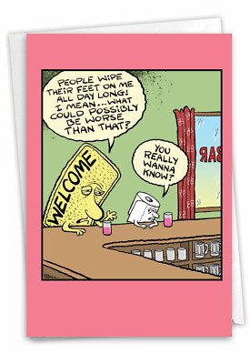 1 Funny Birthday Greeting Card  - Bday Welcome Mat - Envelope Included, US-Made