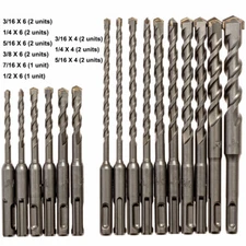 16PCS SDS Plus Drill Bit Rotary Hammer Concrete Masonry Drill Bits Carbide Tip
