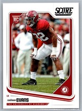 Rashaan Evans #345, Rookie Card, Alabama Crimson Tide Football Card, 2018 Score. rookie card picture