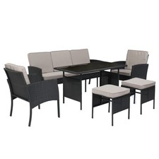 OUTVITA Gartenmöbel Sitzgruppe Möbel Polyrattan Set 6 teilig Outdoor Loungemöbel