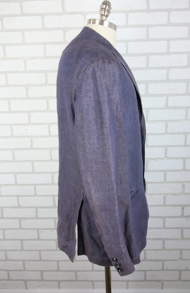 Blazer Abrigo Deportivo Chaqueta Luciano Barbera Suave Púrpura Cambray Lino 44 EE. UU. 54 UE Foto 4 de 4