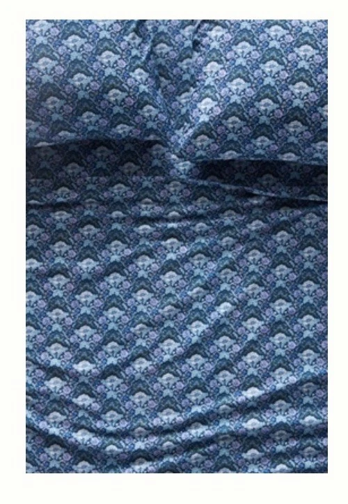 Nuevo juego de 2 fundas de almohada Anthropologie Jylin orgánicas satinadas King, azul floral nuevo con etiquetas Foto 3 de 4