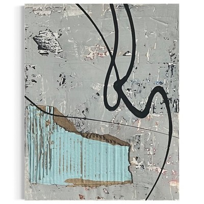 Original Mixed Media Modern Art Collage Painting 11x14 ''Misty Web''
