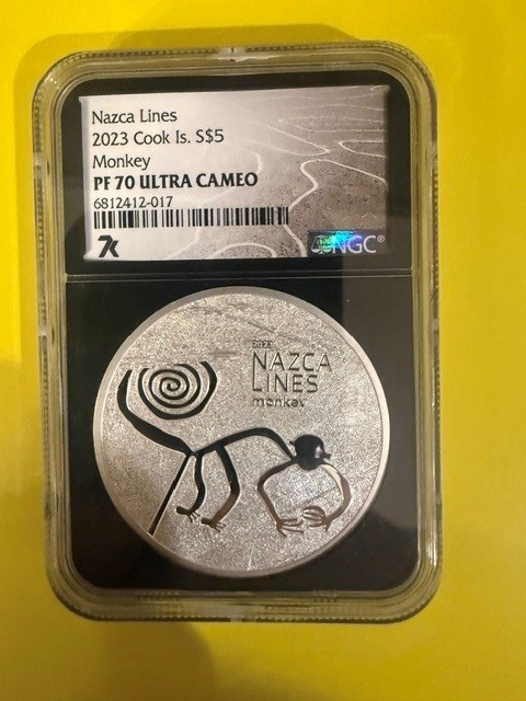 2023 S$5 Cook Island Nazca Lines Monkey PF70 Ultra Cameo Only 1000 Made