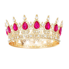 Hot Pink Crown for Women Crystal Tiara and Queen Crown for Girl Wedding Headband