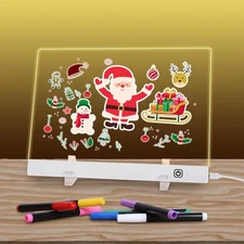 LED Note Board with Colors, Acrylic Dry Erase Board with Light, 4 Modes &7Colors