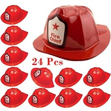 24 Pcs Child Size Fireman Firefighter Fire Chief Hats strong Plastic