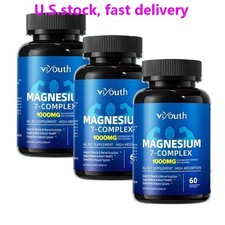 3PCS Viyouth Magnesium 7 Complex Capsules 60 Count Sleep Support Bone Health 