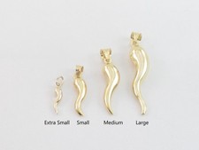 14k Yellow Gold Italian Horn Charm Pendant Extra Small Small Medium Large