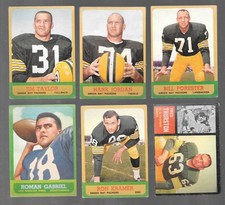 1962, 1963 Topps Football Cards, (6), Packers, Gabriel, lower grade, see scans