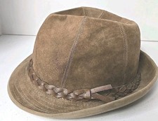 Vintage Fedora Hat Country Gentlemen Trav’ler Lt Brown Suede Sz Med Made in USA