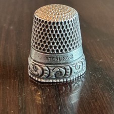Vintage Sterling Silver Sewing Thimble Scroll...