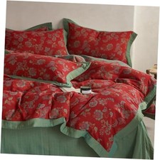 Exquisite Vintage Red Floral Duvet Cover Size Queen 03-jacquard - Red Floral