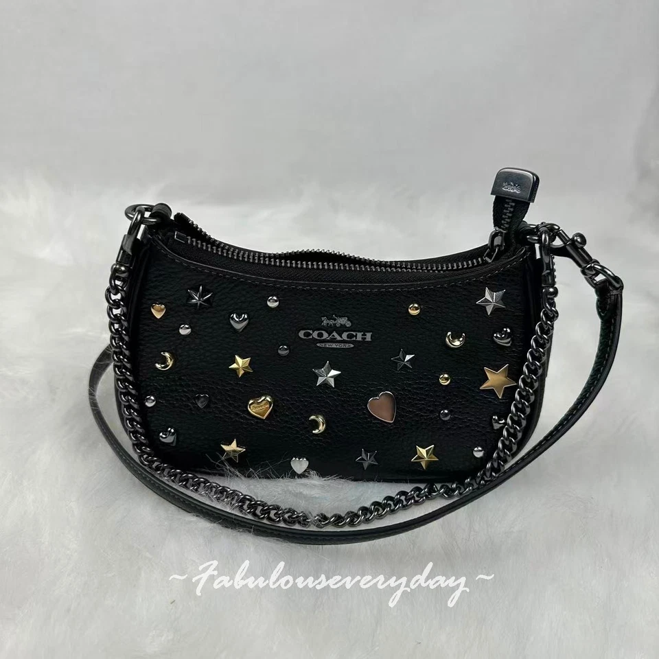Coach Teri Mini Crossbody Bag With Rivets In Leather/Gunmetal/Black Multi CCE44 - Image 2 of 4